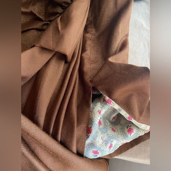 L.A.M.B. Skirt Women Sz  8  copper draped Bow Shimmer Gold Cotton Blend Straight - Picture 8 of 15